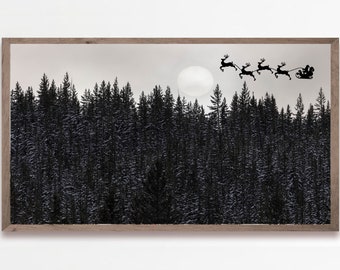 Samsung Frame TV Art for Christmas, Santa&#39;s Departure, Digital Download, Winter, Christmas, Snow, Frame TV Art, Samsung Art TV, Santa Tv Art