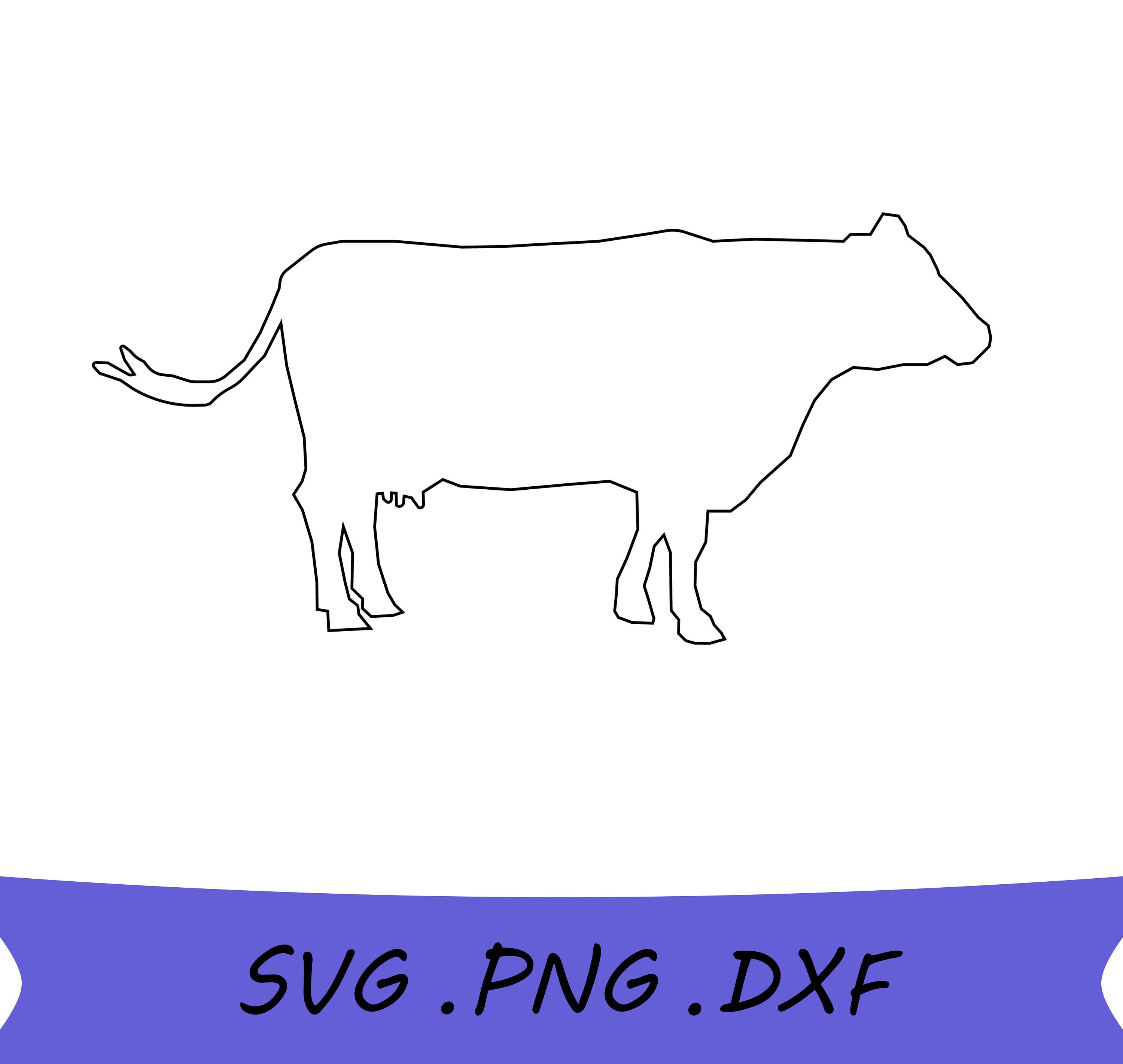 Cow Outline SVG Cow Outline PNG Cow Outline DXF Cow Vector Etsy Hong Kong