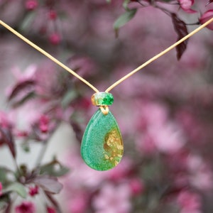 Abstract Dichroic Pendant: Artsy Necklace on Fabric Cord