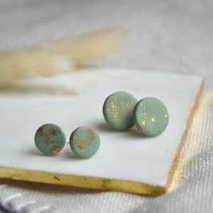 Ohrstecker Golden Mint Polymer Clay, mint, Gold rund Bild 1