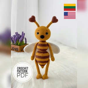 Bee easy crochet pattern, amigurumi bee pattern, english bee crochet pattern, stuffed toy, crochet toy, digital pattern, crochet insect