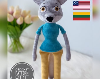 Modèle au crochet loup, loup amigurumi, modèle loup anglais, pdf, jouet au crochet, jouet amigurumi, animal, jouet garçon, jouet fille, loup d'animation