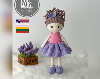 Amigurumi Crochet Doll Mary, Crochet Pattern, Crochet Doll, Amigurumi Doll, Crochet Toy, Crochet Doll Pattern Girl, Crochet Gift