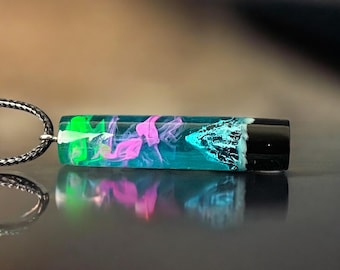 Northern lights dainty necklace , Aurora borealis Wood resin jewelry , Phosphorus Mountain necklace, glow in the dark  , gift necklace