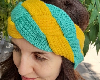 Handknitted Headband, Colorful Handcrafted Headband, Ladies Ear Warmer