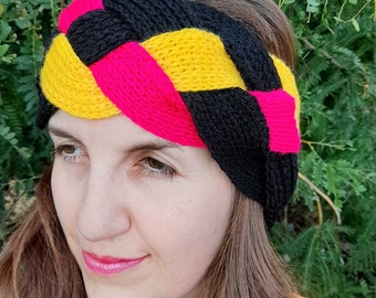 Handknitted Headband, Colorful Handcrafted Headband, Ladies Ear Warmer