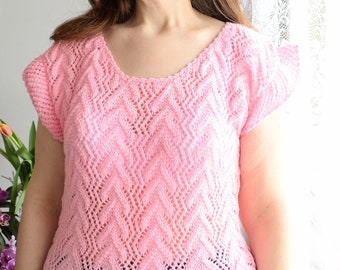 Ready to ship, Hand knitted summer top, Size XL, Summer ladies top