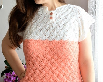 Hand knitted ladies top, sleeveless hand knitted pullover, Women's hand knit top