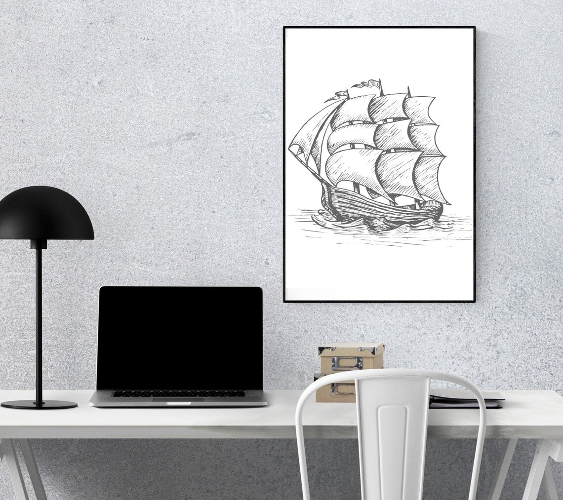 Ship Wall Decor Ship Wall Art Nautical Decor Mens Office Etsy
