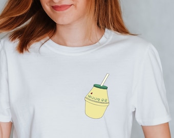 Banana Milk T Shirt, Korean Fashion T Shirt, Kpop And Kdrama Shirt, Korean Food Shirt, Korean gift, Pocket Size Shirt