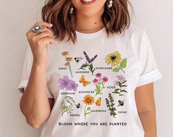 Floral T-Shirt, Botanical Shirt, Flower T-Shirt, Vintage Botanical Print, Wildflowers Graphic Shirt, Nature Lover Shirt, Best Frined Gift