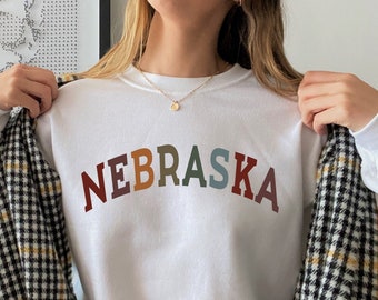 Retro Nebraska Sweatshirt, Nebraska Sweater, Nebraska Crewneck, State Sweatshirt, Nebraska Shirt, College Sweatshirt, College Gifts