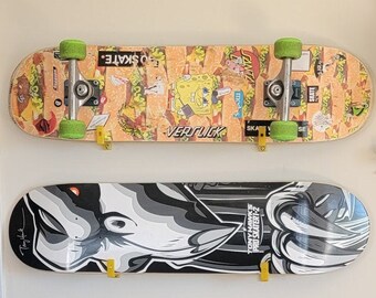 Skateboard Wall Mount 3D printed with stickers