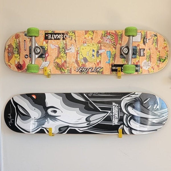 Skateboard Wall Mount 3D printed with stickers