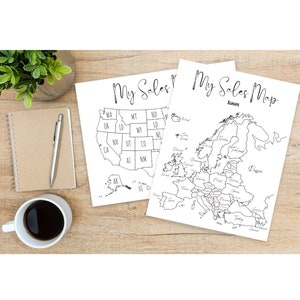 Carte des ventes, carte des ventes imprimable, suivi des ventes, suivi des ventes en Europe, suivi des ventes aux États-Unis, carte des ventes etsy, ventes, carte pdf, tracker, carte etsy, nous