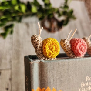 Crochet snail bookmark, Crochet bookmark, crochet snail, bookmarks, book lovers, handmade, snail, crochet, cottagecore, gift ideas, gifts