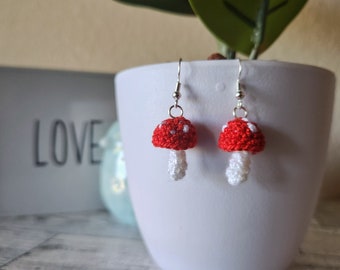 Mushroom crochet earrings, crochet earrings, mushroom earrings, earrings, handmade earrings, mushroom, crochet, cottagecore, cute gift ideas