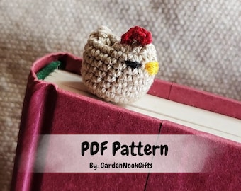 Crochet chicken bookmark pattern, crochet chicken, crochet pattern, chicken pattern, crochet chicken bookmark, crochet bookmark, bookmark