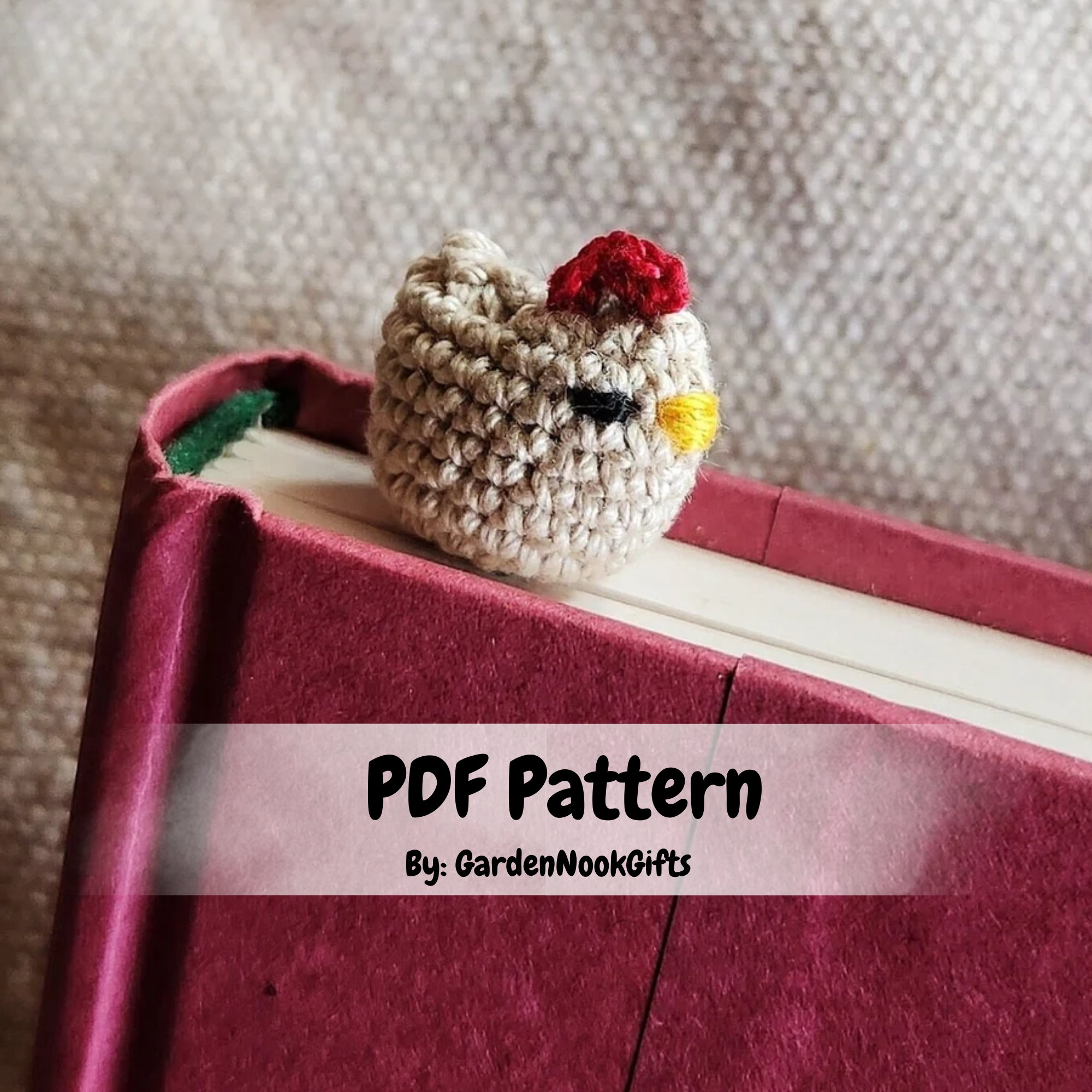 Crochet chicken bookmark pattern, crochet chicken, crochet pattern, crochet chicken bookmark, crochet bookmark, bookmark, gift, easter, bird