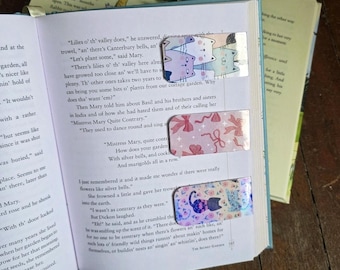 Marcadores de Livro Holográficos Magnéticos: Marcadores de Livro Artesanais com Gatos, Presente Ideal para Amantes de Livros