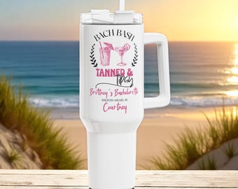 Custom Bachelorette Beach Cup, Bach Bash Matching Tumblers, Personalized Bridesmaid Proposal Gift, Coastal Bachelorette or Girls Trip Gift
