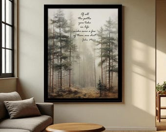 John Muir Quote Wall Art, Wilderness Landscape Poster Print, All the Paths a Few are Dirt Nature JMT Outdoor Inspired Adventure Decor Gift