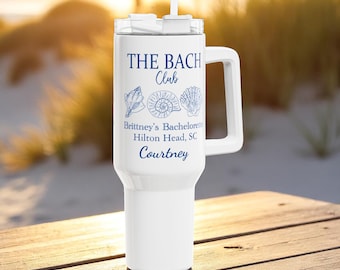 Custom Bachelorette Beach Cup, Bach Bash Matching Tumblers, Personalized Bridesmaid Proposal Gift, Coastal Bachelorette or Girls Trip Gift