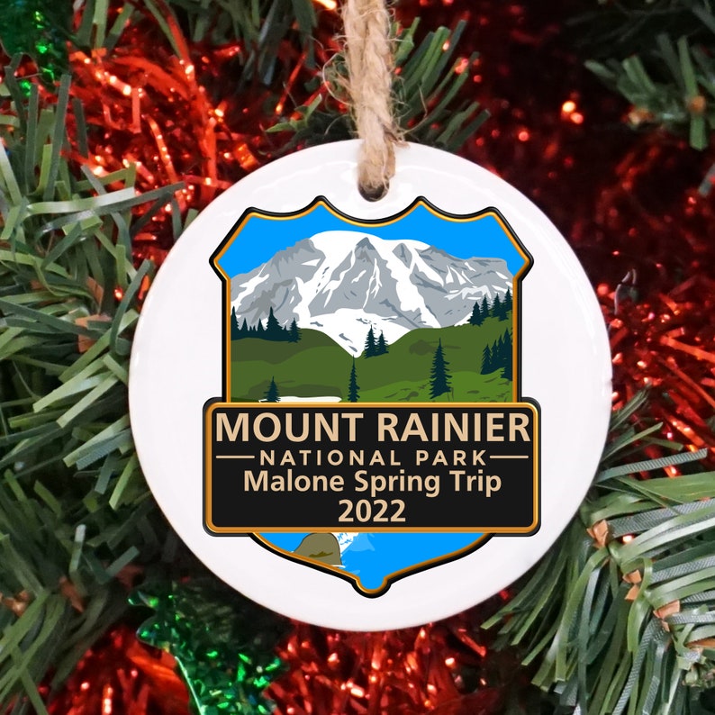 Custom Mount Rainier National Park Ornament, National Park Travel