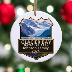 Glacier Bay National Park Christmas Ornament, Custom Glacier Bay Family Trip Souvenir Gift, Personalized Vacation Keepsake Travel Gift