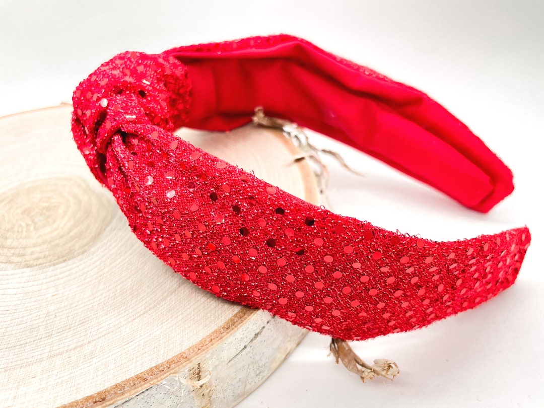 Red Sparkle Headband Red Disco Headband Red Faux Sequin Etsy