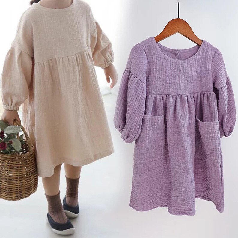 Girls Summer long sleeves gauze dress image 2