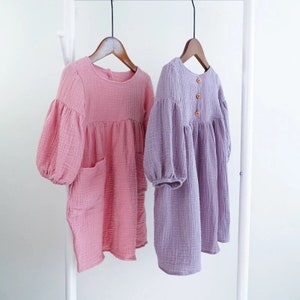 Girls Summer long sleeves gauze dress image 6