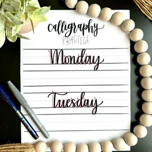 Modern Calligraphy Practice Sheets for Hand Lettering Weekday practice sheets for learning to do calligraphy beginners guide to calligraphy