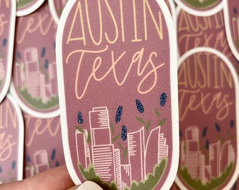 3 Inch Oval Austin Texas Skyline Sticker