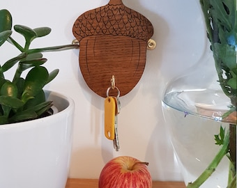 Key holder, key holder for wall, key hanger, key hook, key hook for wall, oak key holder, acorn themed gift, natures lover gift, fathers day