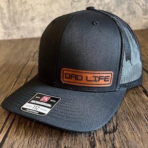 Dad Life Hat - Best Dad Hat - Dad Leather Patch Trucker Hat - Fathers ...