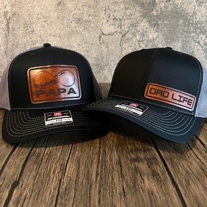 Dad Life Hat - Best Dad Hat - Dad Leather Patch Trucker Hat - Fathers ...