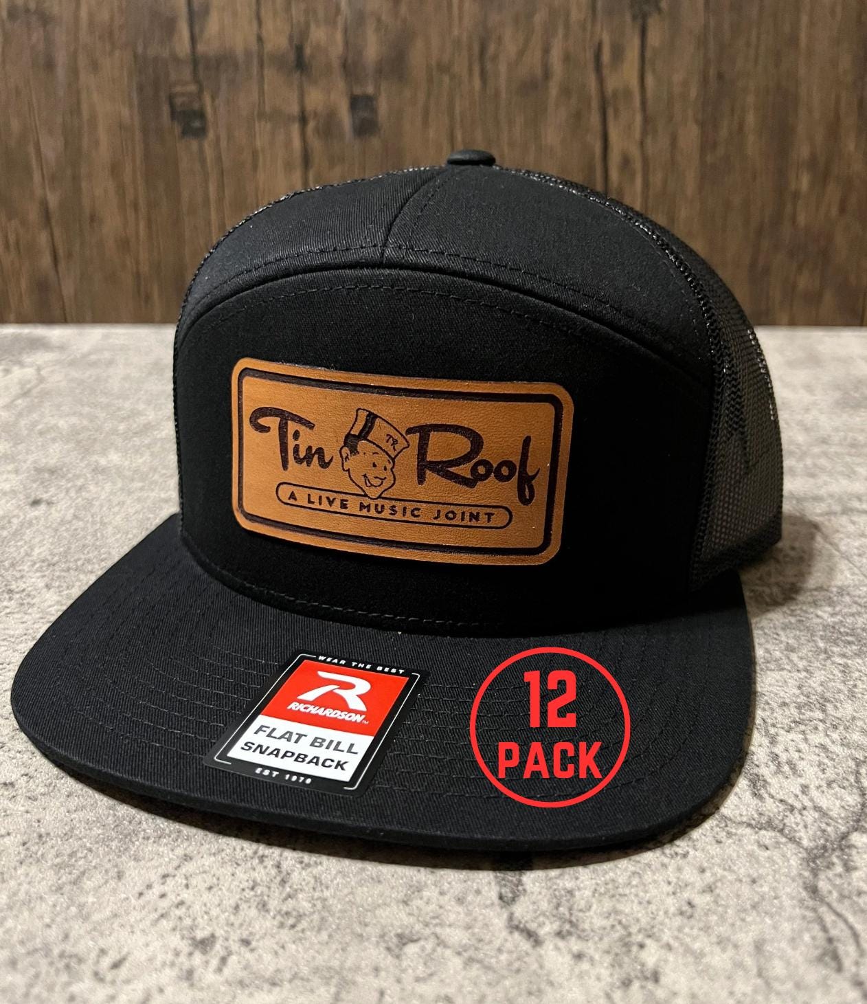 12 Pack Custom Richardson 168 Flat Bill Leather Patch Hats 7 Pannel Hat Etsy