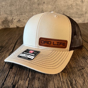 Dad Life Hat - Best Dad Hat - Dad Leather Patch Trucker Hat - Fathers ...