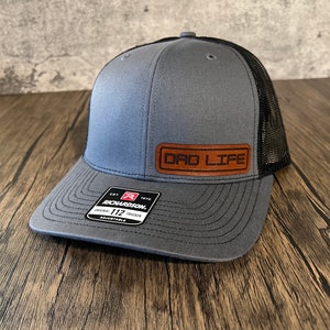 Dad Life Hat - Best Dad Hat - Dad Leather Patch Trucker Hat - Fathers Day Gift - New Dad Gift - Dad Birthday Gift