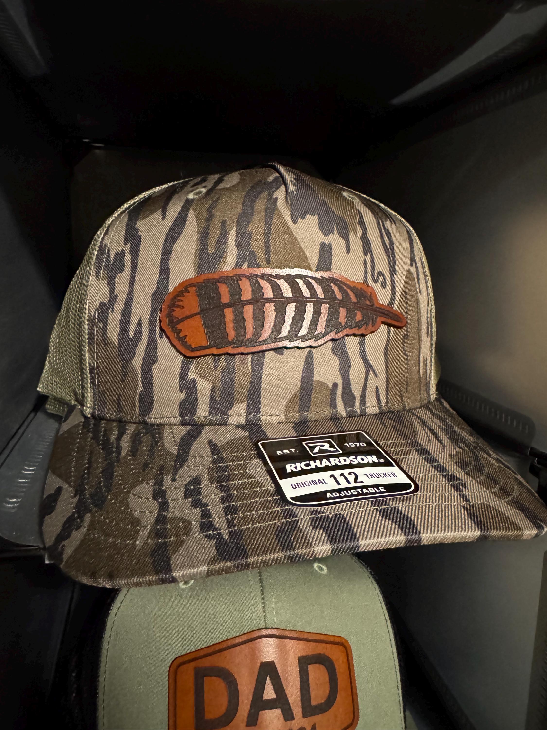 *not for sale* NWOT Camo Feather Trucker Hat 7 Panel Feather Hat – Blackwater Custom Apparel main image 3