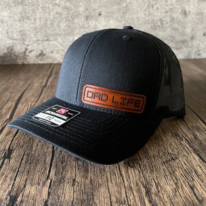Dad Life Hat - Best Dad Hat - Dad Leather Patch Trucker Hat - Fathers ...