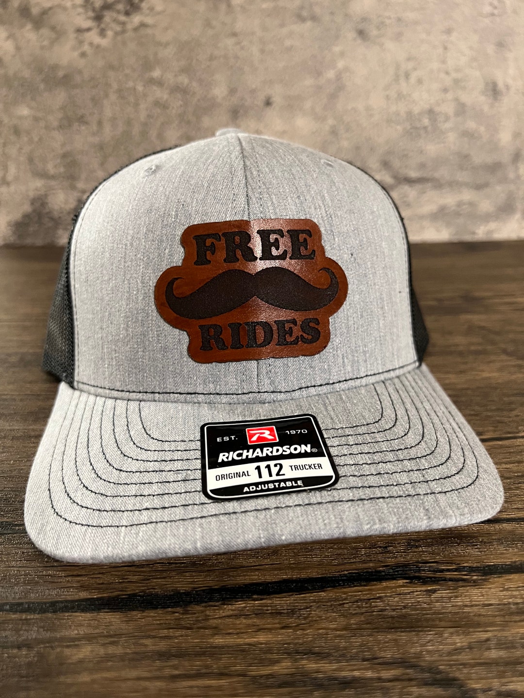 Mustasch Rides Free Mustache Rides Leather Patch Hat - Etsy