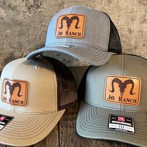 Custom Leather Patch Trucker Hat: Personalized Business Logo, Richardson 112/168