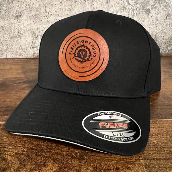 Custom Leather Patch Flexfit Hat Etsy