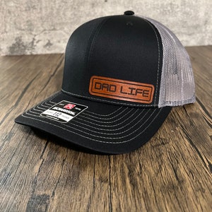 Dad Life Hat - Best Dad Hat - Dad Leather Patch Trucker Hat - Fathers ...