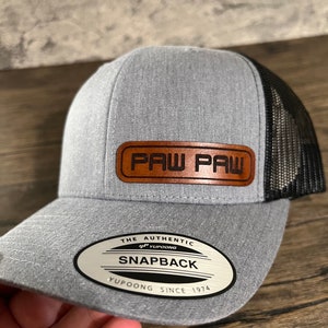 PawPaw - Sombrero de parche de cuero real - Regalo de abuelo nuevo - Regalo de cumpleaños / Navidad de PawPaw