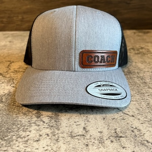 Coach Hat - Custom Leather Patch Hat - Coach Gift - Sports Hat - Baseball Hat