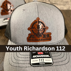 Jugendhut - Richardson 112 Benutzerdefinierte Lederpatch TRUCKER-Hüte, Kinderlederpatch-Hut