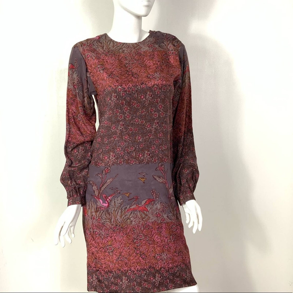 Vintage Carole Little floral silk sheath dress 10 | Etsy